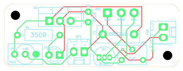 Fume extractor v2 PCB layout, front view